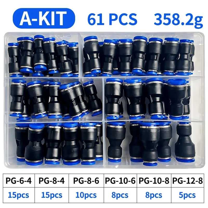 61PCs Boxed PG Pneumatic Conne - Compression Fitting Brass ulasan dan harga